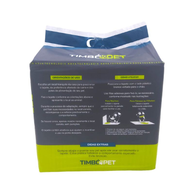 Tapete Higi nico Timb Pet Timbo Pads Carbon para C es 80x60cm - Cont m 30 unidades 4