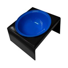 Comedouro de Plástico Furacão Pet Elevado para Cães e Gatos Azul 250ml