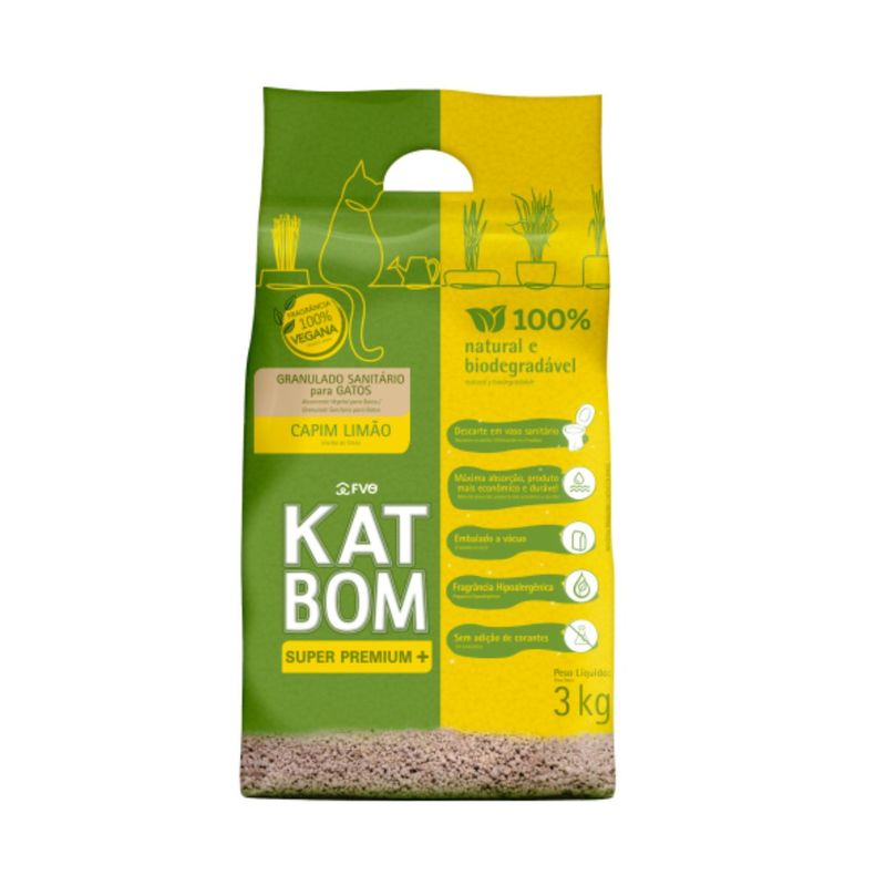 Granulado Higi nico Katbom Capim Lim o para Gatos 3kg 0