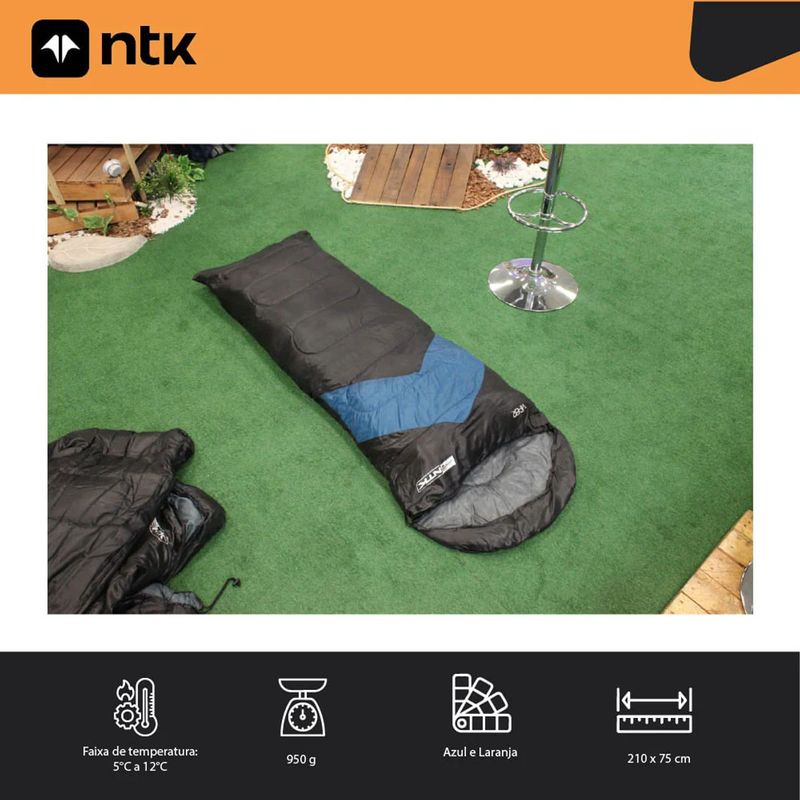 Saco de Dormir N utika Viper Solteiro Preto e Azul 2 10x0 75cm 2