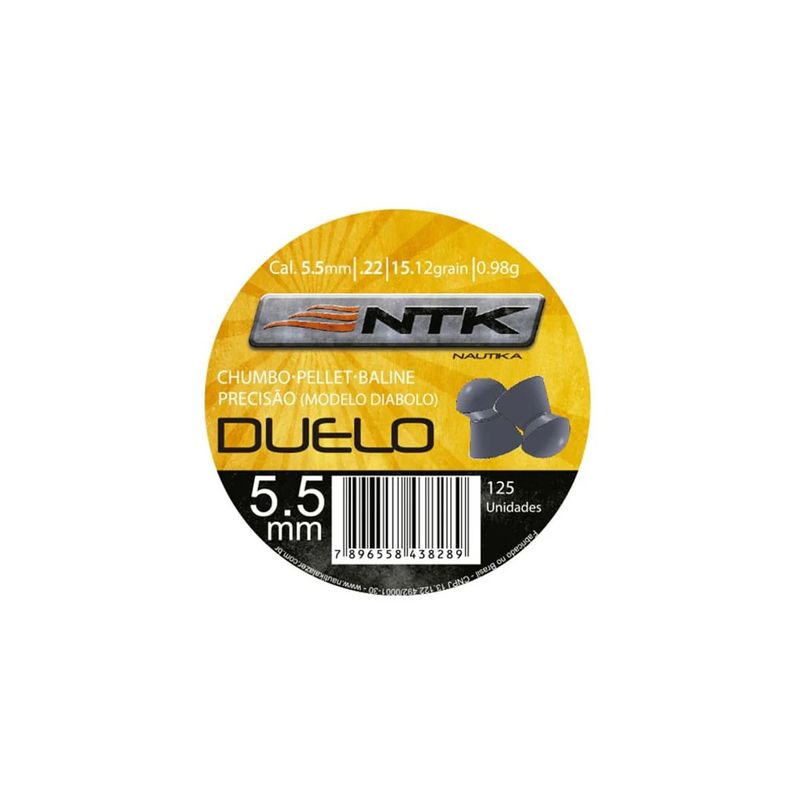 Chumbinho N utika Duelo 5 5 mm para Carabinas de Press o - Cont m 125 unidades 1