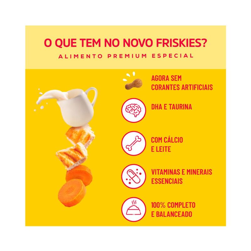 Ra  o Seca Friskies para Gatos Filhotes Frango  Leite e Cenoura 10 1kg 2