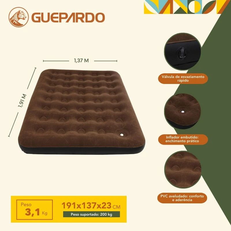 Colch o Infl vel Guepardo Frontera de Casal com Inflador Embutido 1 91x1 37x0 23cm 3