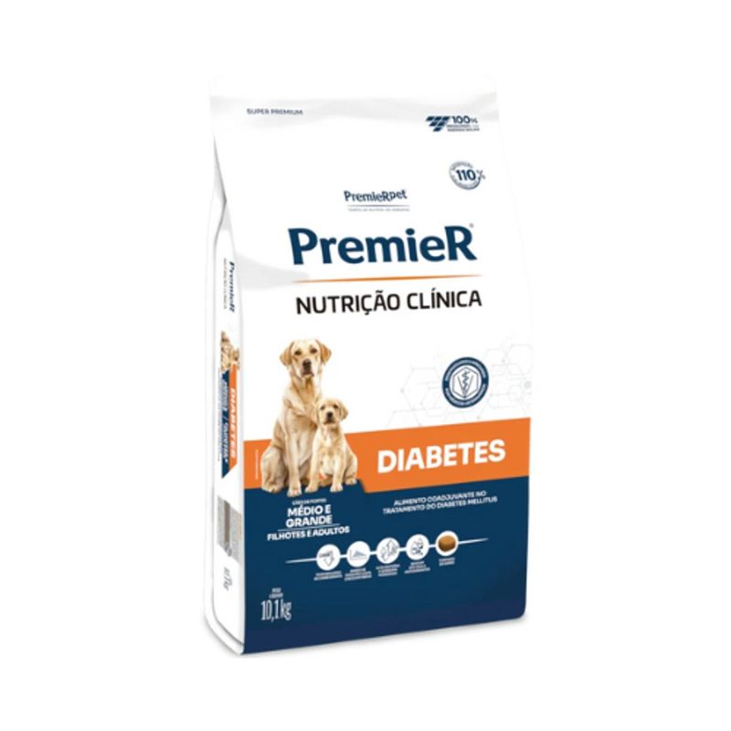 Ra  o Seca Premier Nutri  o Cl nica Diabetes C es Porte M dio e Grande 10 1kg 1