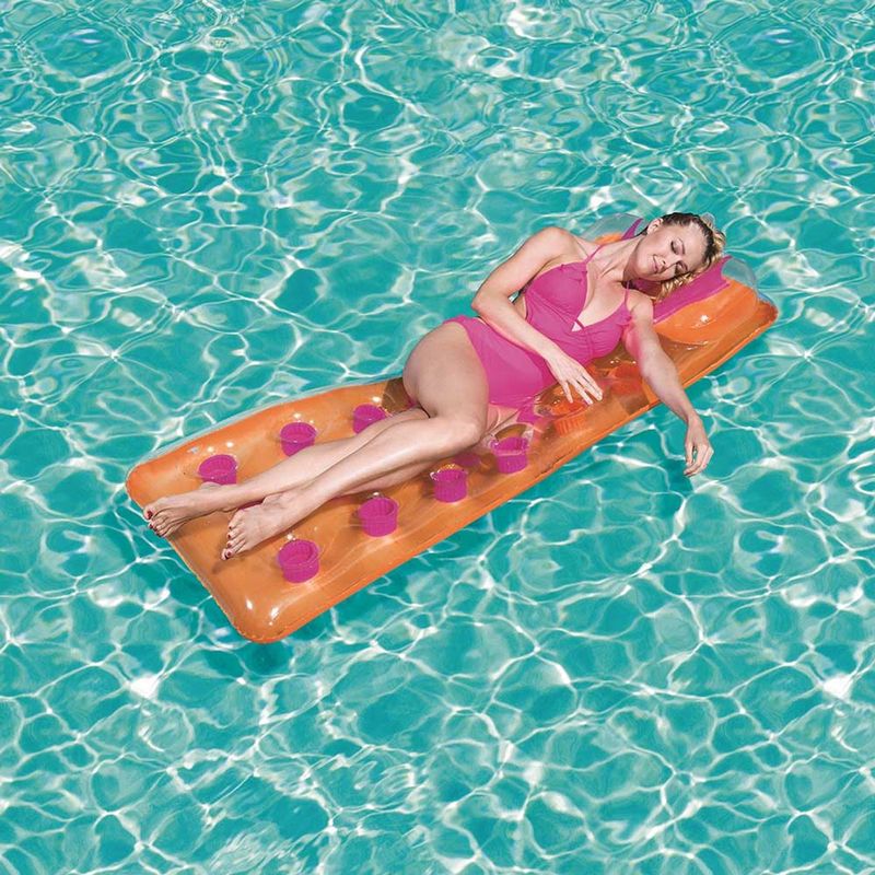 Colch o Infl vel Bestway Copinhos com Apoio de Cabe a para Piscina Laranja 6