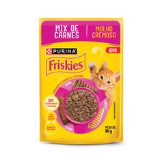 Ração Úmida Friskies para Gatos Adultos Mix de Carne 80g