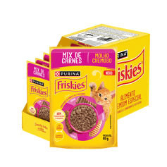 Combo de Ração Úmida Friskies para Gatos Adultos Mix de Carne 80g - Contém 15 unidades