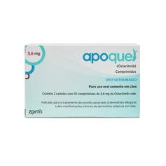 Dermatológico Zoetis Apoquel 3,6mg para Cães - Contém 20 comprimidos