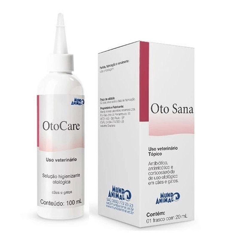 Kit Otol gico Mundo Animal Otosana e Otocare para C es e Gatos 1