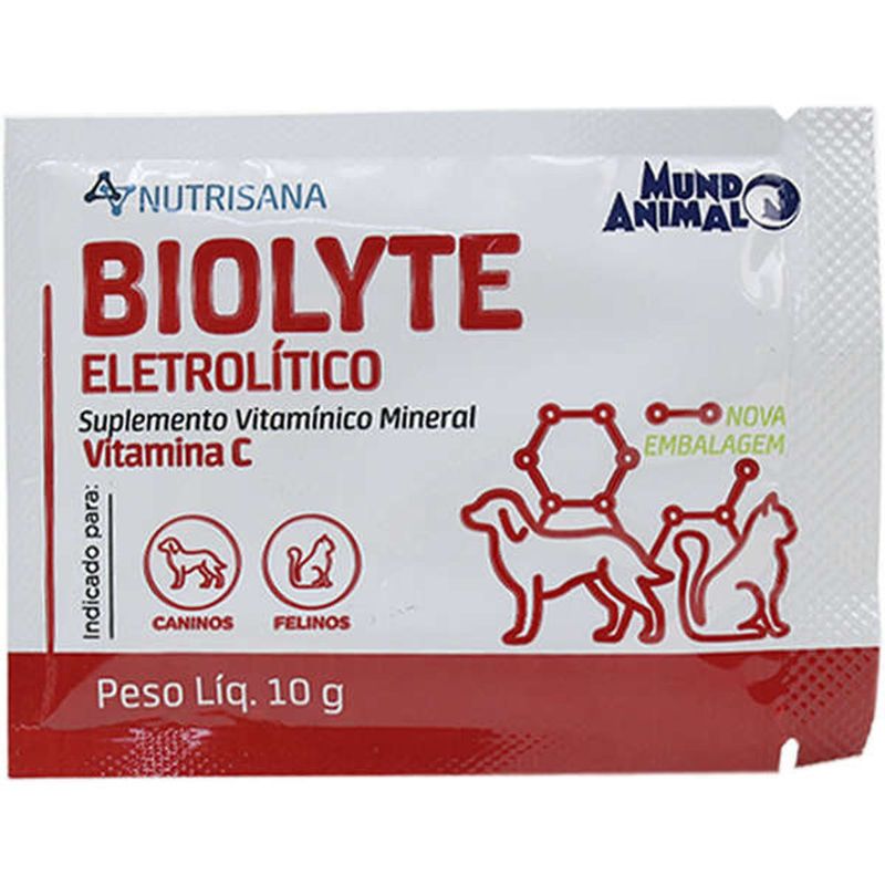 Suplemento Vitam nico Mineral Mundo Animal Nutrisana Biolyte Eletrol tico para C es e Gatos 10g - Cont m 12 sach s 1