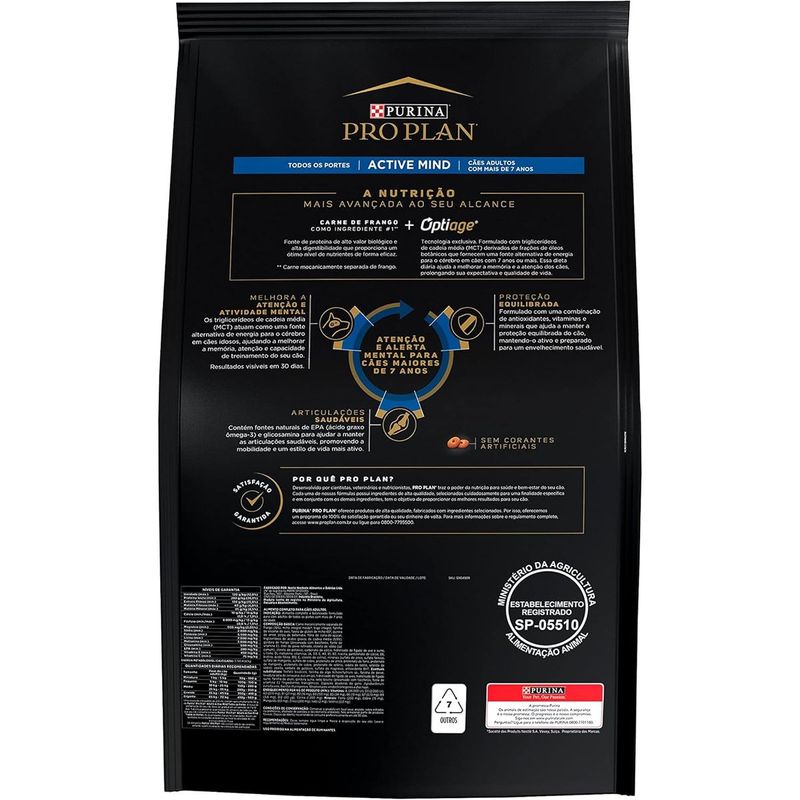 Ra  o Seca Purina Pro Plan Active Mind para C es Idosos 7  15kg 2