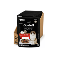 Combo Ração Úmida Golden Gourmet para Gatos Castrados Carne 70g - Contém 20 unidades