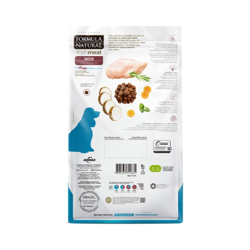 Ra  o Seca F rmula Natural Fresh Meat para C es Adultos Porte M dio  Frango 12kg 3