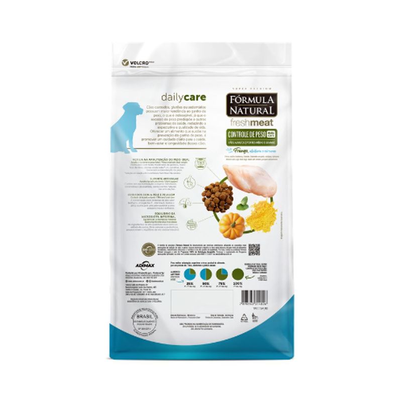 Ra  o Seca F rmula Natural Fresh Meat Controle de Peso para C es Adultos Porte M dio e Grande Frango 12kg 2