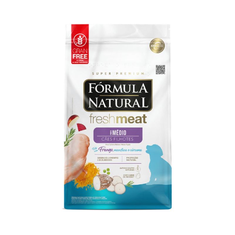 Ra  o Seca F rmula Natural Fresh Meat para C es Filhotes Porte M dio Frango 12kg 0