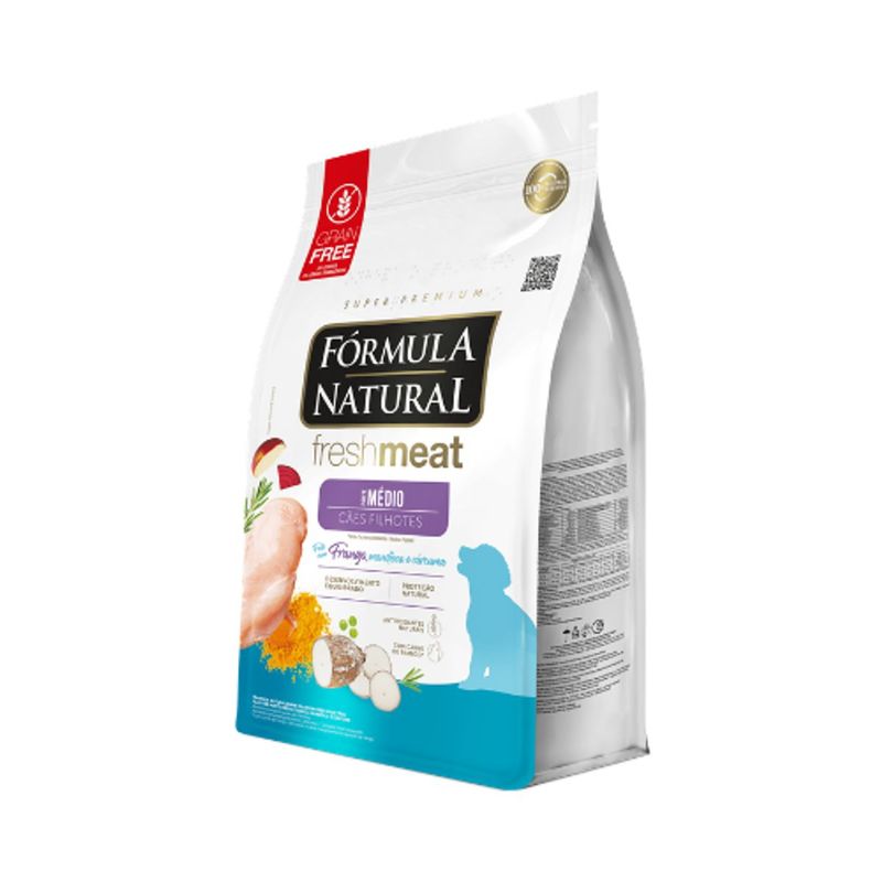 Ra  o Seca F rmula Natural Fresh Meat para C es Filhotes Porte M dio Frango 12kg 2