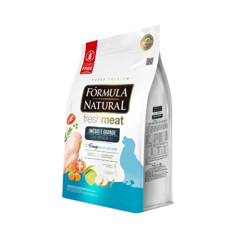 Ra  o Seca F rmula Natural Fresh Meat S nior 7  para C es Idosos Porte M dio e Grande Frango 12kg 1
