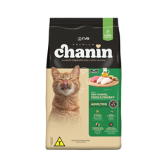 Ração Seca Chanin Mix Sem Corante para Gatos Adultos Carne, Peixe e Frango 10,1kg