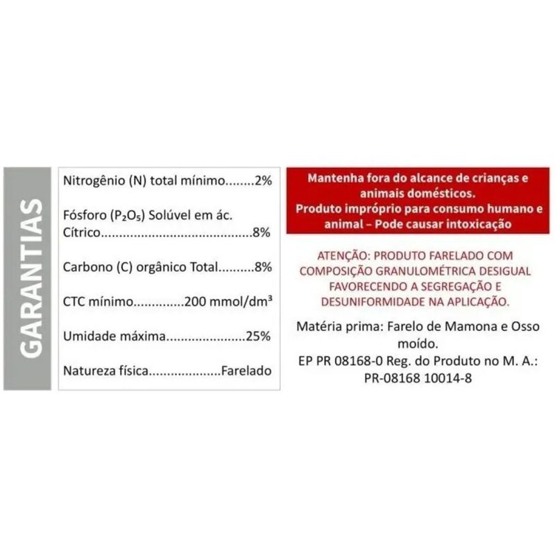 Fertilizante Nutriplan Vitaplan Torta de Mamona e Farinha de Ossos para Jardins e Plantas 1kg 2