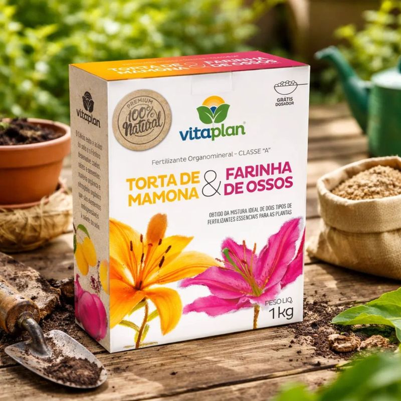 Fertilizante Nutriplan Vitaplan Torta de Mamona e Farinha de Ossos para Jardins e Plantas 1kg 6