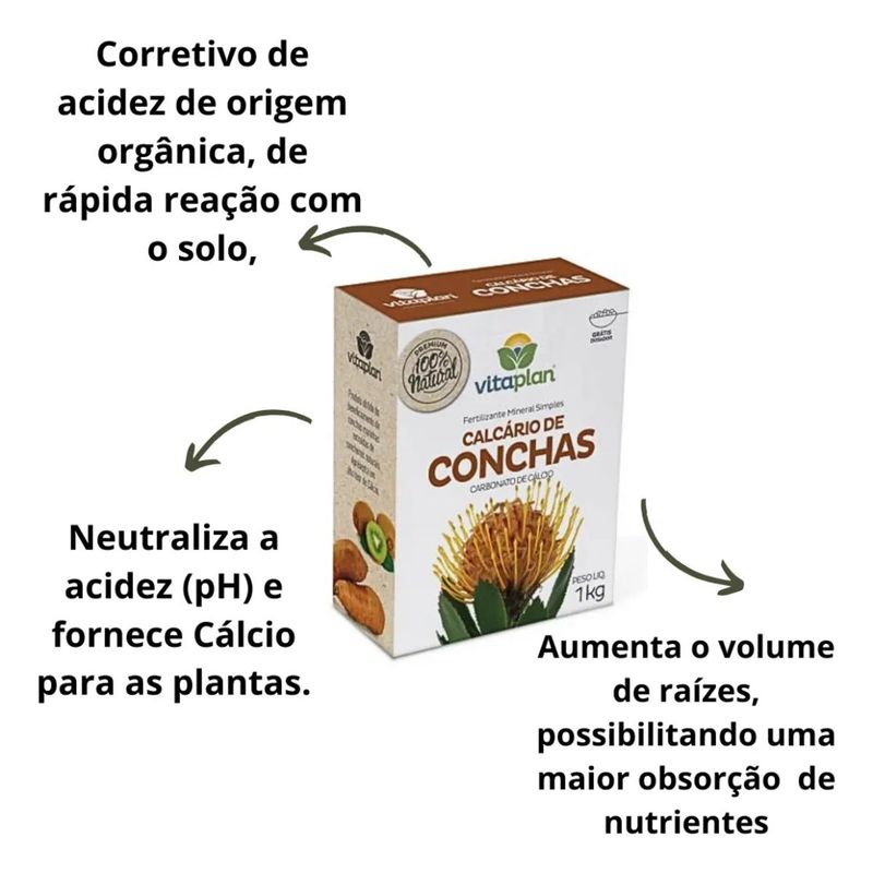 Fertilizante Nutriplan Vitaplan Calc rio de Conchas para Plantas 1kg 1