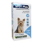 Antipulgas Biofarm Spot Plus On 1 5ml para C es at  10kg - Cont m 1 pipeta  1