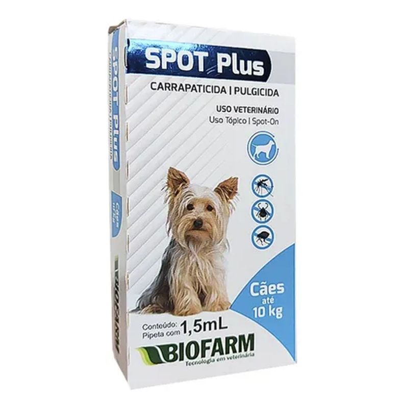 Antipulgas Biofarm Spot Plus On 1 5ml para C es at  10kg - Cont m 1 pipeta  1