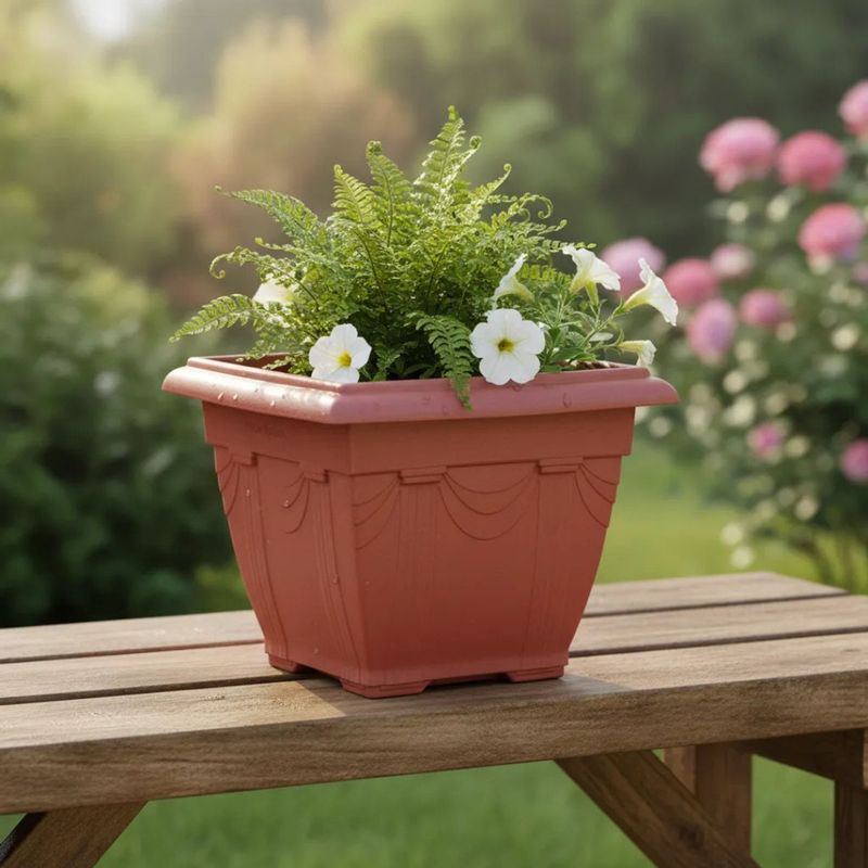 Vaso Nutriplan Floreira Romano Quadrado de Pl stico para Plantas Cor Cer mica N2 3
