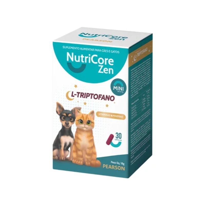 Suplemento Alimentar Nutricore Zen Mini para C es e Gatos 250mg - 30 c psulas 0