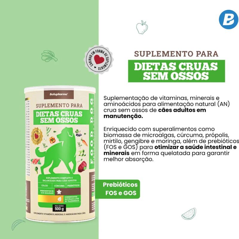 Suplemento Botupharma Food Dog Dietas Cruas Sem Ossos para C es Adultos 100g 1