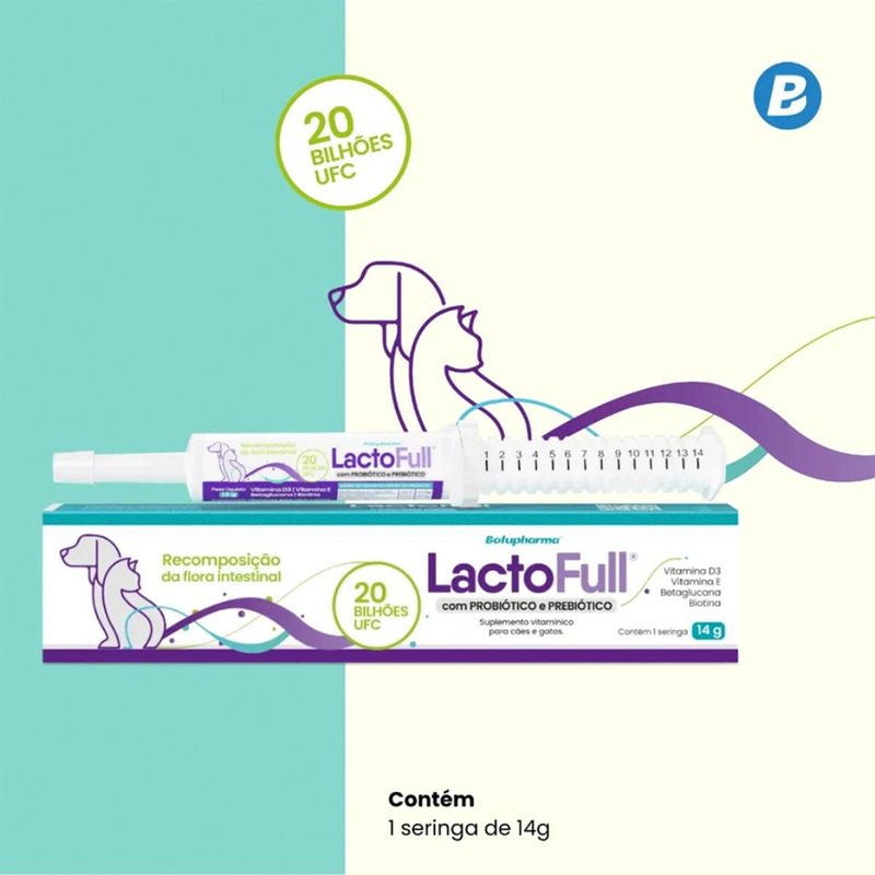 Suplemento Botupharma Lactofull para C es e Gatos 14g - Cont m 1 seringa 1