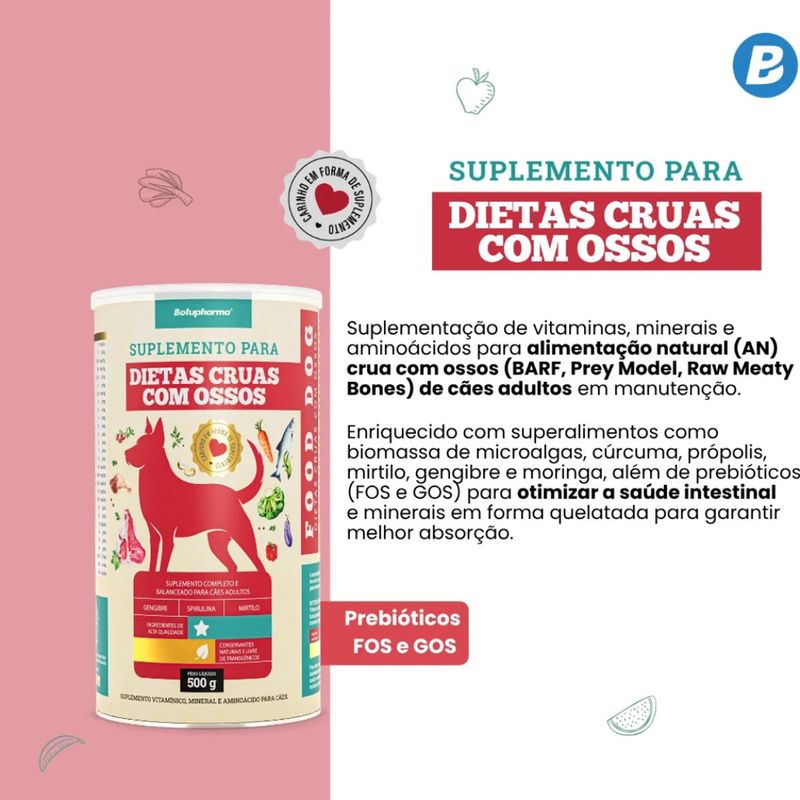 Suplemento Botupharma Food Dog Dietas Cruas Com Ossos para C es Adultos 100g 1