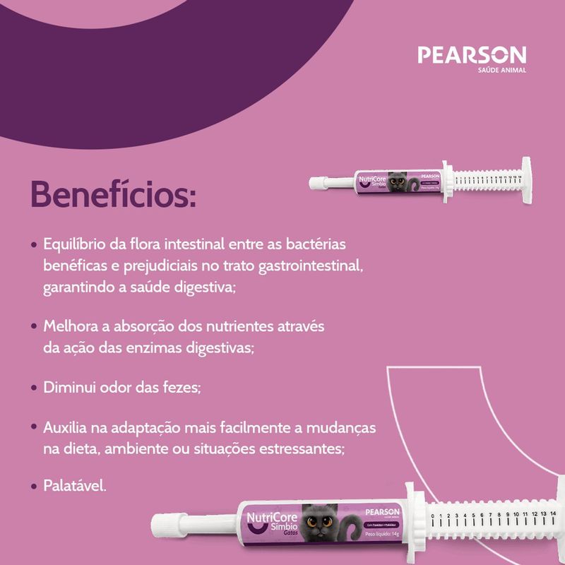 Suplemento NutriCore Simbio para Gatos 14g - Cont m 1 seringa 2