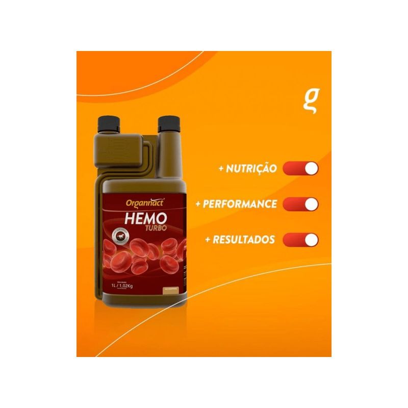 Suplemento Organnact Hemo Turbo para Equinos  Avestruzes  Pequenos Ruminantes e Su nos 1lt 3