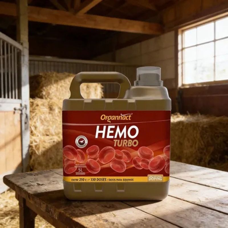Suplemento Organnact Hemo Turbo para Equinos  Avestruzes  Pequenos Ruminantes e Su nos 5lts 2