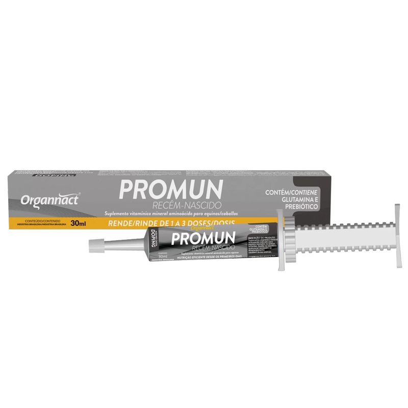 Suplemento Organnact Promun Rec m-Nascido para Potros 30ml - Cont m 1 seringa 0