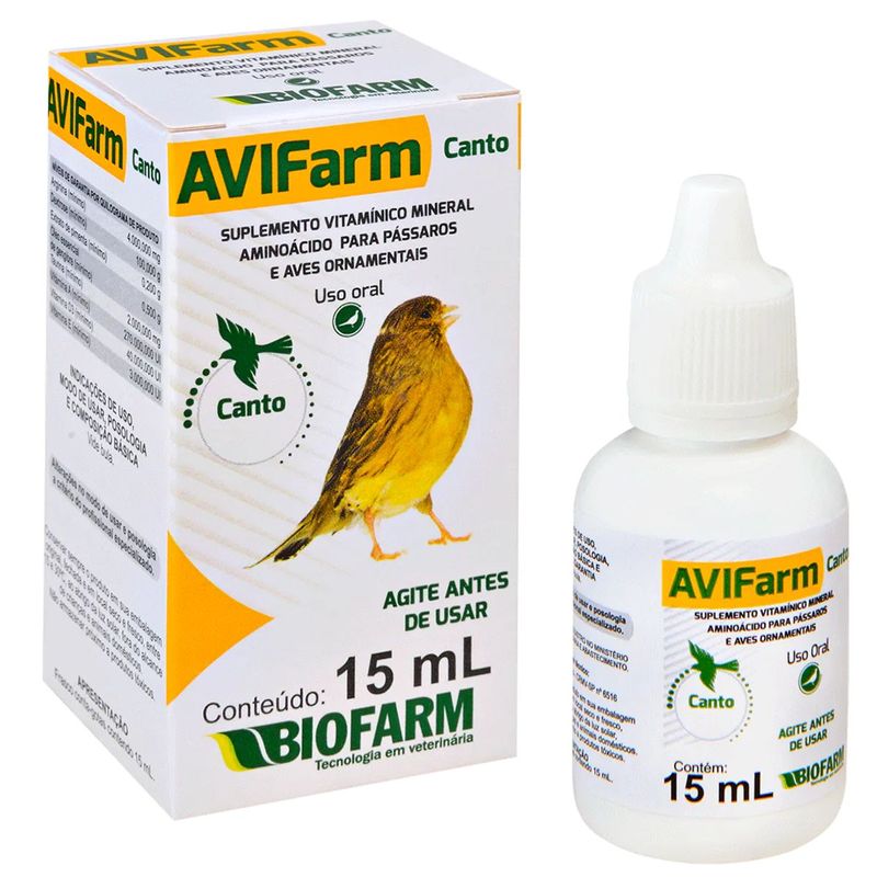 Suplemento Biofarm Avifarm Canto para Aves Ornamentais 15ml 0
