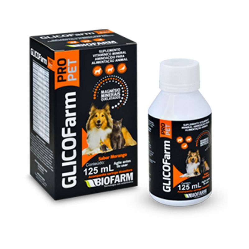 Suplemento Biofarm Glicofarm Pro Pet para C es  Gatos  Aves  R pteis  Roedores 125ml 0