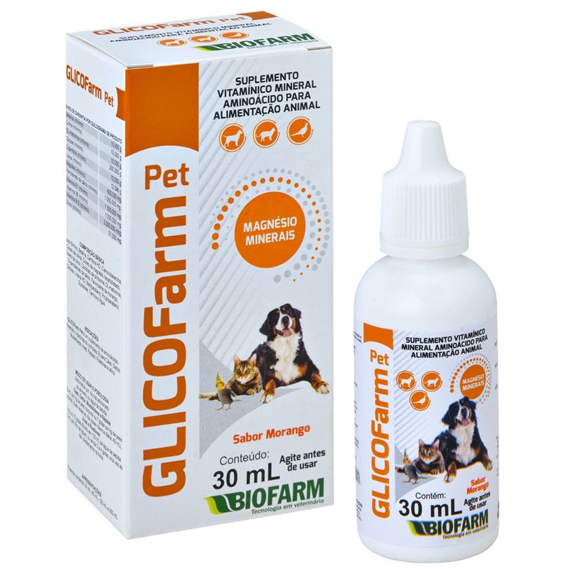 Suplemento Biofarm Glicofarm Pet para C es  Gatos  Aves  R pteis  Roedores 30ml 0